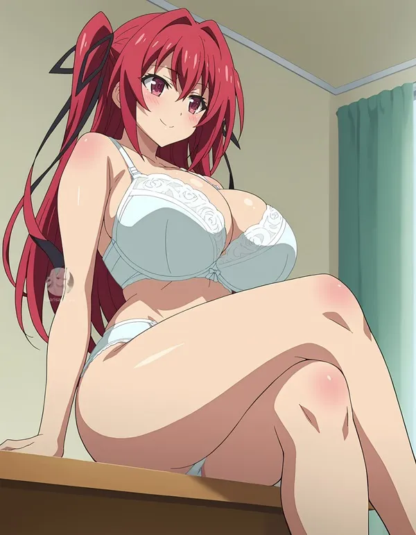 Naruse mio bikini có một người phụ nữ mái tóc đỏ ngồi trên bàn