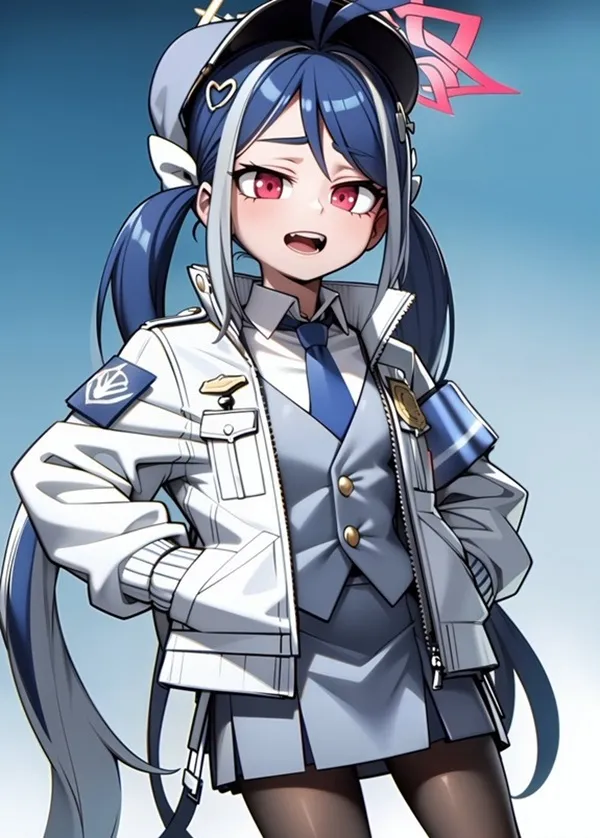 Nemugaki fubuki chibi có một cô gái anime với mái tóc dài màu xanh và áo khoác trắng