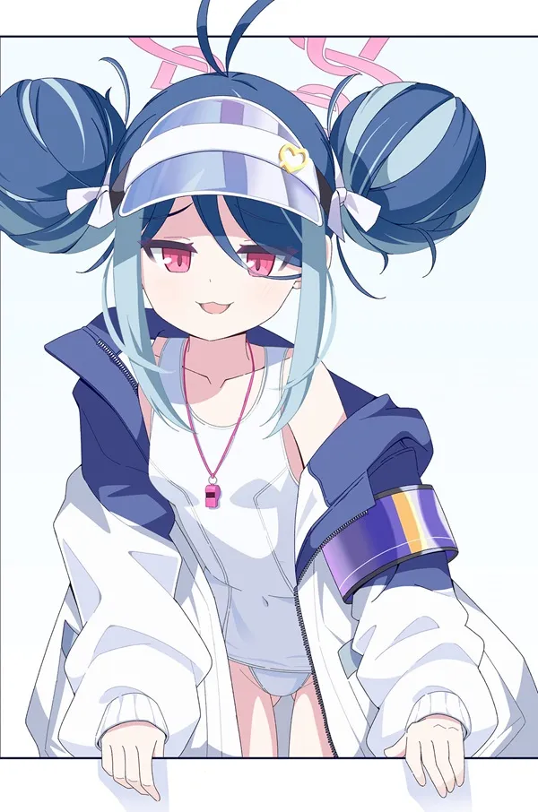 Nemugaki fubuki cute cô gái anime nhật bản với mái tóc xanh và đuôi ngựa mặc áo sơ mi trắng