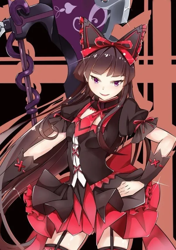 Ảnh rory mercury hentai đây là hình của một cô gái mặc trang phục màu đỏ và đen