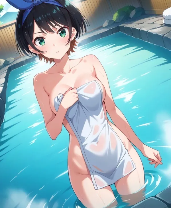Ảnh sarashina ruka hentai hình của một người phụ nữ trong bộ đồ tắm đứng hồ bơi