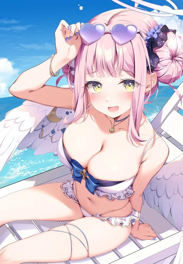 Ảnh shimoe koharu sexy cô gái mặc bikini ngồi trên thuyền trong đại dương