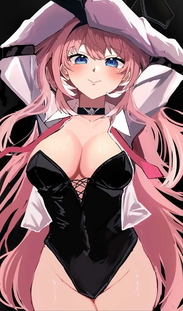 Takane lui sexy có một người phụ nữ mặc trang phục màu đen và trắng với chiếc mũ