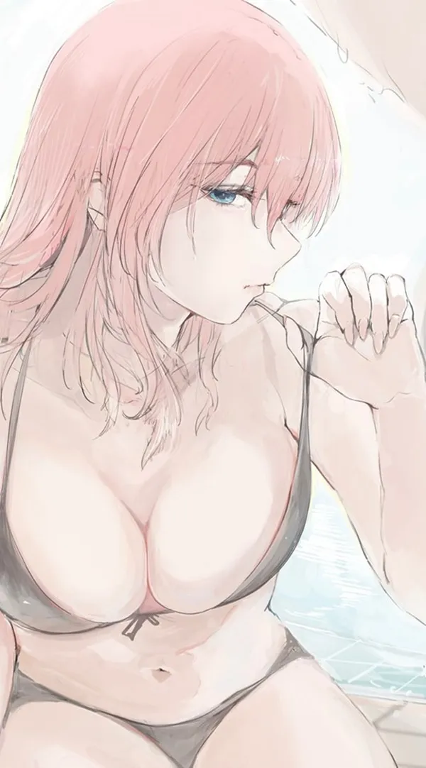 Takane lui sexy hình minh họa của một người phụ nữ khỏa thân trong bộ bikini tạo dáng trước cửa sổ