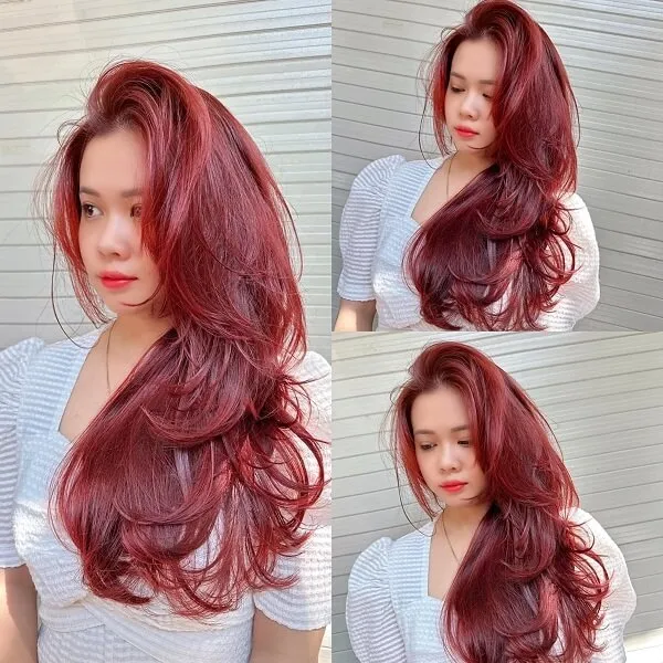Tóc dài uốn xoăn sóng nước một số hình ảnh của người phụ nữ có mái đỏ mặc áo trắng