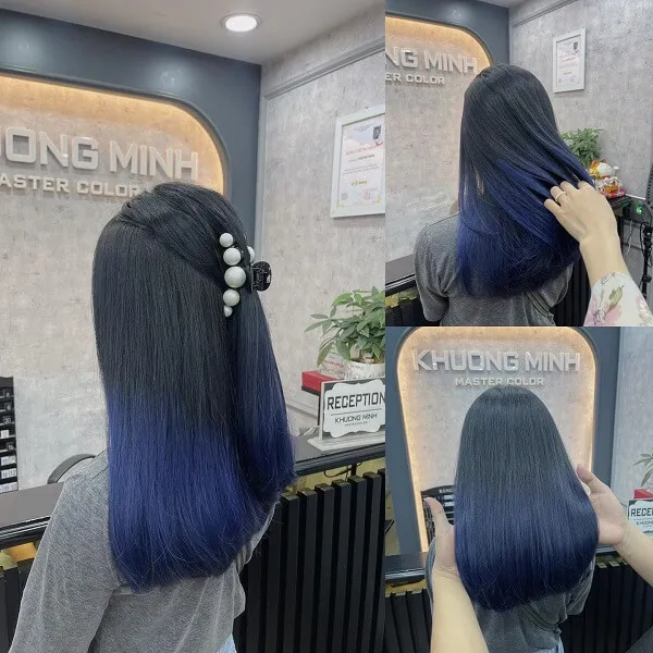 Tóc ngắn duỗi thẳng đây là hình ảnh của một người phụ nữ làm tại tiệm