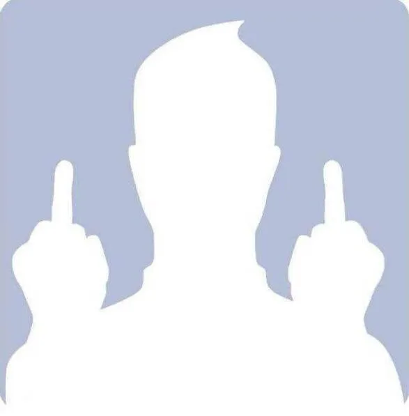 Có một hình bóng trắng của người đàn ông với hai ngón tay lên avatar vô danh