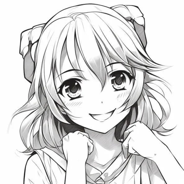Tranh tô màu anime cổ trang đây là bản vẽ của một cô gái có mái tóc dài và đôi mắt to