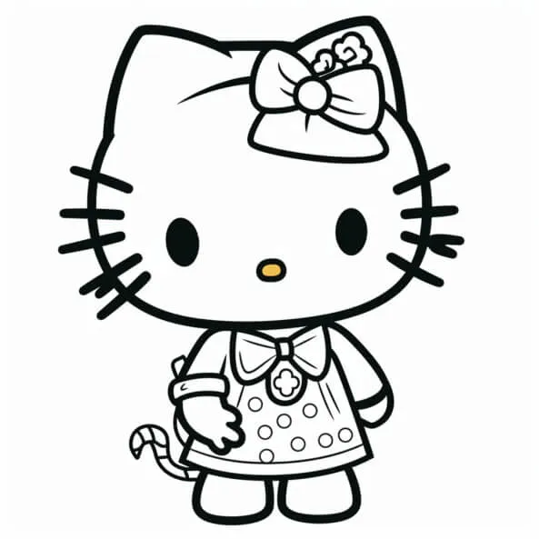 Tranh tô màu cho bé hello kitty trang