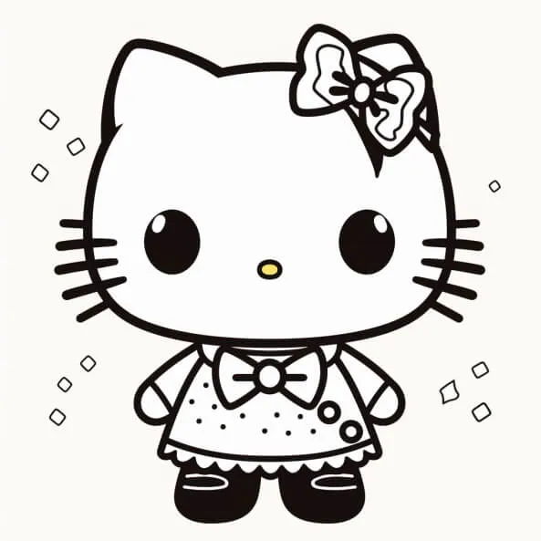 Tranh tô màu cho bé hello kitty trang