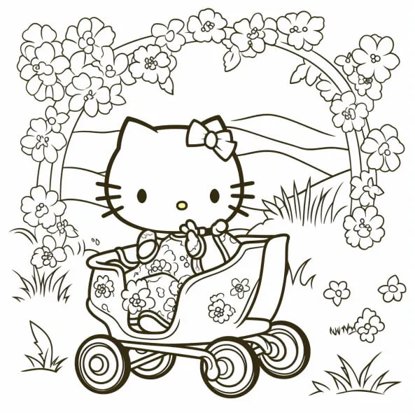 Tranh tô màu cho bé hello kitty trang