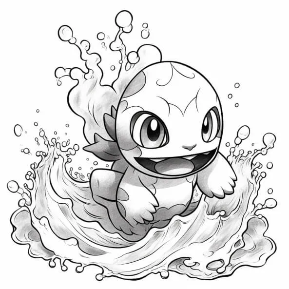Tranh tô màu pokemon cho bé một bản vẽ đen trắng của nhân vật trong nước
