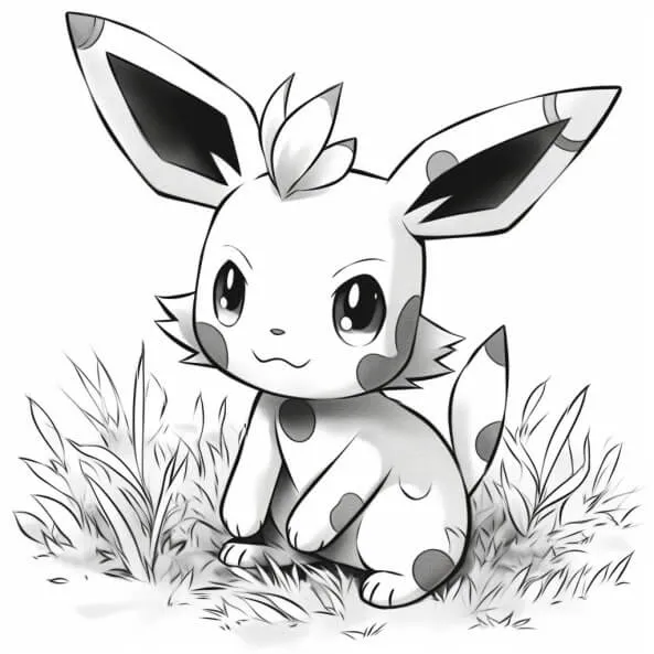 Tranh tô màu pokemon cho bé một bản vẽ của nhỏ dễ thương đang ngồi trên cỏ