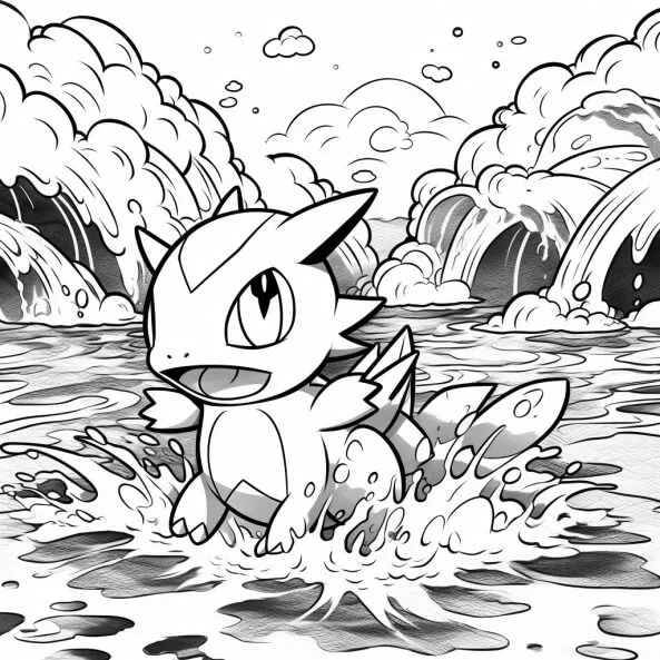 Tranh tô màu pokemon cho bé một bản vẽ đen trắng của trong nước