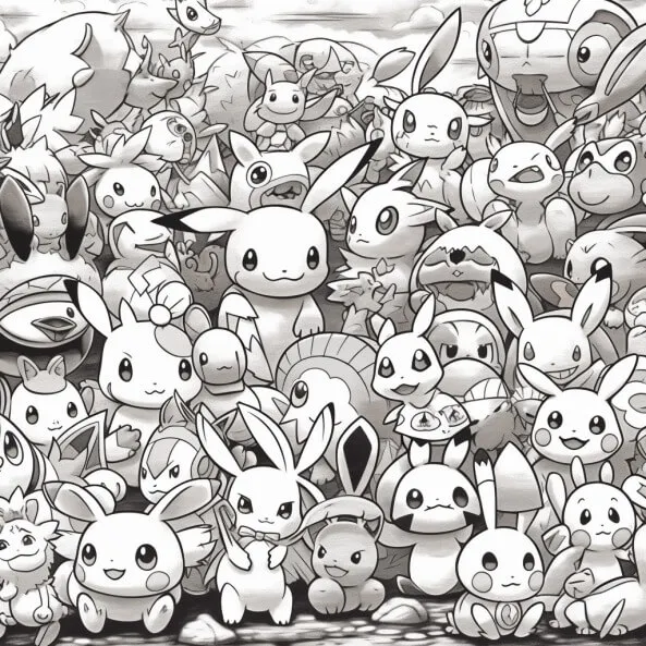 Tranh tô màu pokemon cute trang cho người lớn