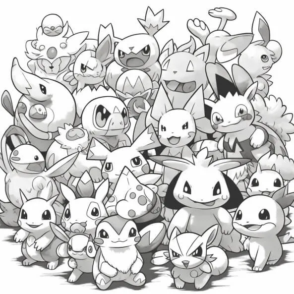 Tranh tô màu pokemon hệ nước một bản vẽ đen trắng của nhóm lớn