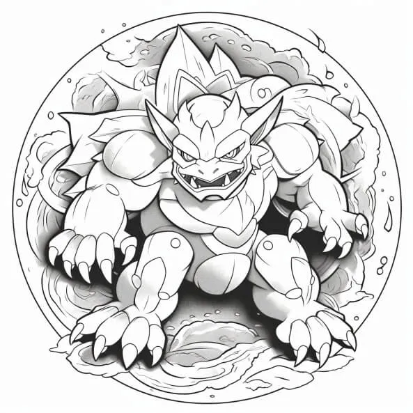Tranh tô màu pokemon cho bé một bản vẽ của ký tự trong khung hình tròn