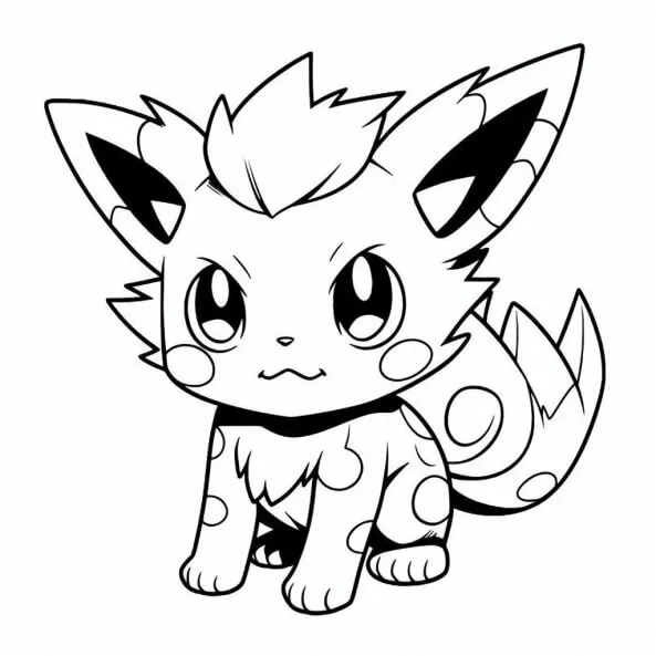Tranh tô màu pokemon cho bé một bản vẽ của con mèo nhỏ dễ thương với đôi mắt to